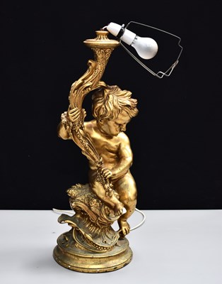 Lot 508 - A vintage gilt painted figural table lamp...