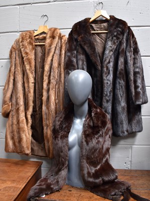 Lot 337 - Two vintage mink fur coats together with a fur...