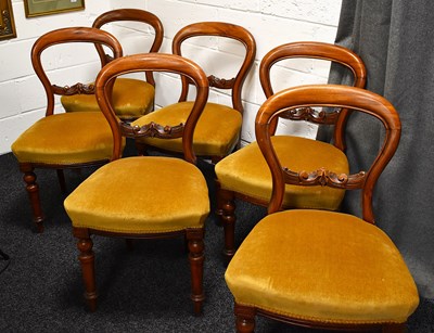 Lot 527 - A set of six Victorian mahogany balloon back...