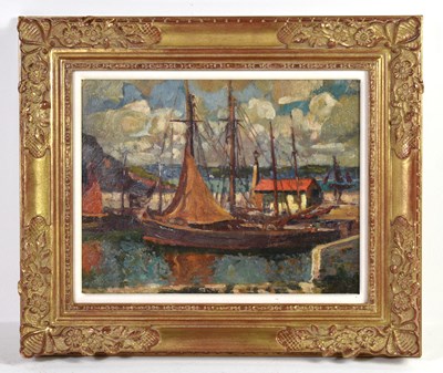 Lot 500 - John Anthony Park (1880-1962): Harbour scene,...