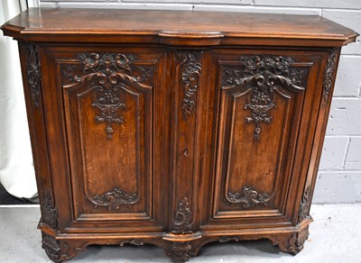 Lot 547 - A 19th century oak sideboard, decorated with...