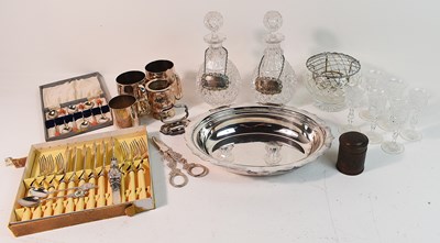 Lot 272 - Two cut glass decanters with silver whisky and...