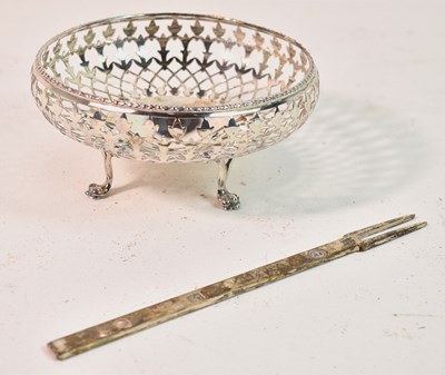 Lot 113 - A silver pickle fork together with a bon bon...