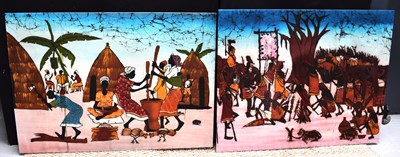 Lot 418 - A pair of framed African paintings, possibly...