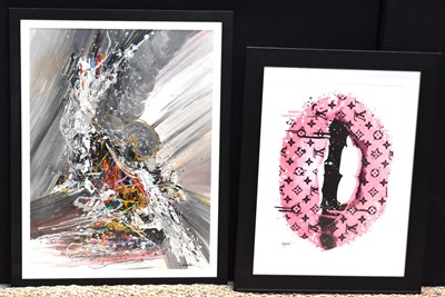 Lot 416 - A framed abstract expressionist painting...
