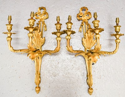 Lot 507 - A pair of 19th century French gilt bronze wall...