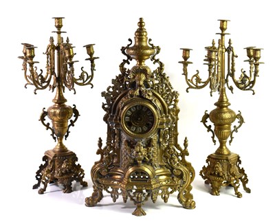 Lot 181 - A brass garniture consisting of a Rococo style...
