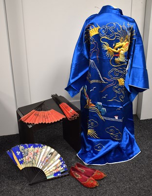Lot 330 - A Chinese silk kimono with a dragon design...