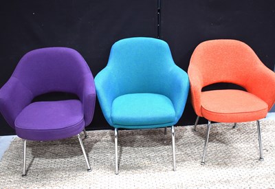 Lot 544 - Three Knoll Executive style armchairs after a...