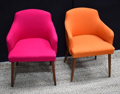 Lot 545 - A pair of vintage tub chairs upholstered in...