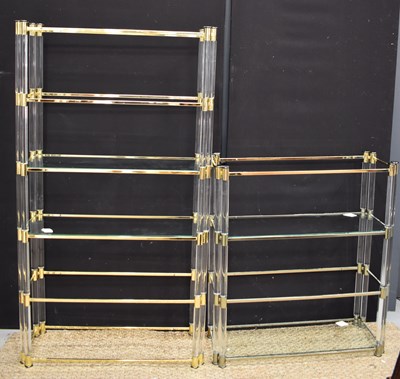 Lot 559 - Two set of Mid-Century lucite, brass and glass...