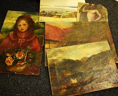 Lot 451 - A group of four oil on canvas paintings to...