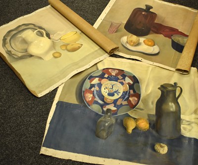 Lot 453 - Three still life oil on canvas paintings...