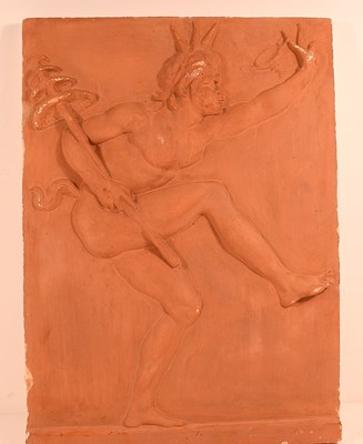 Lot 143 - An antique terracotta plaque cast in high...