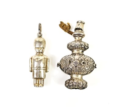 Lot 301 - A Victorian white metal baby rattle and...