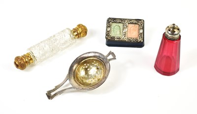 Lot 307 - An Edwardian silver and leather double stamp...
