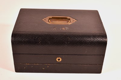 Lot 145 - A Victorian black leather covered writing box,...