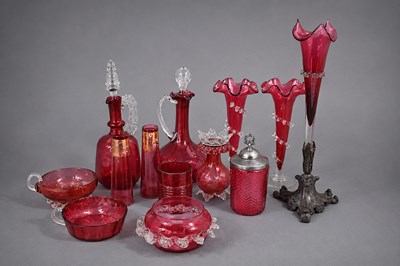 Lot 234 - A group of Victorian Cranberry glass to...