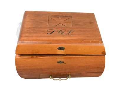 Lot 128 - A wooden engraved Tabacalera cigar box with...