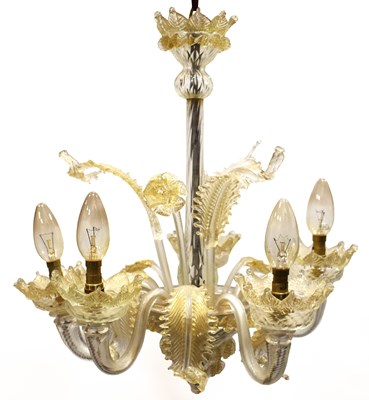 Lot 467 - An antique Italian Murano glass chandelier,...