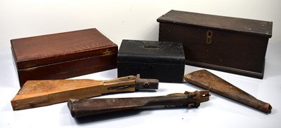Lot 167 - A 19th century oak box of plain dovetail panel...