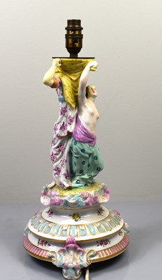 Lot 250 - A Meissen Augustus Rex porcelain lamp base,...
