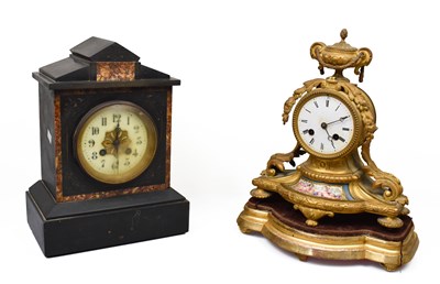 Lot 263 - A 19th Century French gilt mantel clock and...