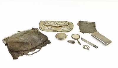 Lot 188 - A vintage silver chain mail purse and matching...