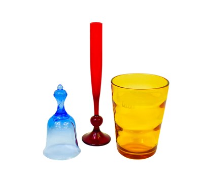 Lot 203 - Three pieces of Whitefriars glass: a sky blue...