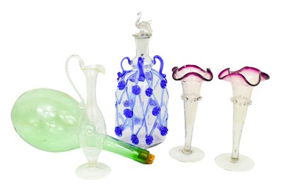Lot 211 - A pair of Czech glass bud vases with amethyst...