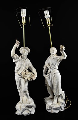 Lot 251 - A pair of continental pottery lamp bases...
