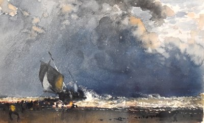Lot 393 - Joseph Richard Bagshaw (1870-1909): Heavy seas,...