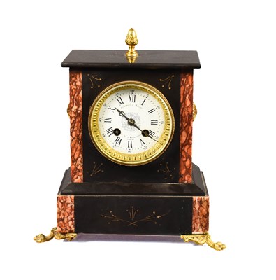 Lot 262 - A 19th century French slate and marble mantle...