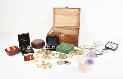 Lot 107 - A box containing various cufflinks, pocket...
