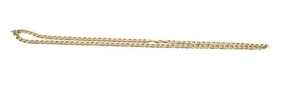 Lot 114 - A 9ct gold flat curb link necklace with crab...