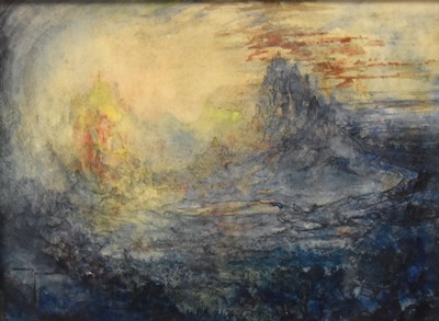 Lot 401 - A semi-abstract atmospheric mountainous...