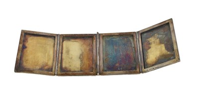 Lot 310 - A silver folding four place photograph frame,...