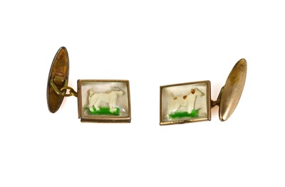 Lot 20 - A pair of Essex Crystal cufflinks depicting a...