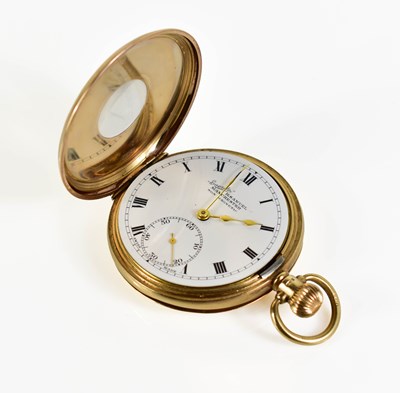 Lot 246 - A 9ct gold cased Everite half hunter pocket...