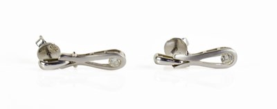 Lot 175 - A pair of 18ct white gold and diamond drop...