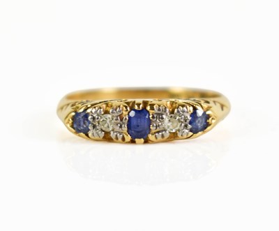Lot 149 - An antique 18ct gold, sapphire and diamond...
