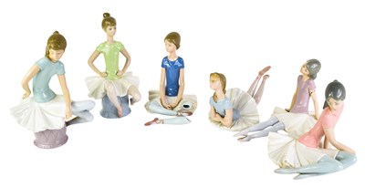Lot 241 - A group of six Lladro porcelain figures of...