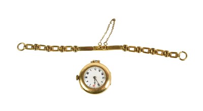 Lot 279 - A ladies 9ct gold cased watch, white enamel...