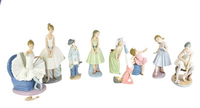 Lot 243 - A group of nine Lladro and Lladro Nao...
