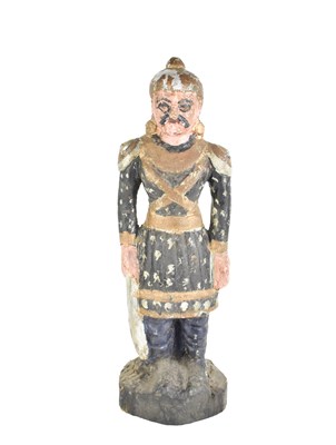 Lot 166 - An antique Indian carved wood and painted...