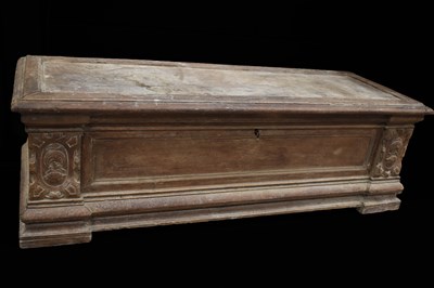 Lot 535 - A 17th century walnut Italian Cassone, carved...