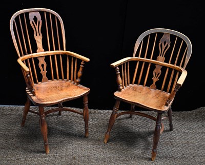 Lot 532 - A near pair of 19th century elm and yew hoop...