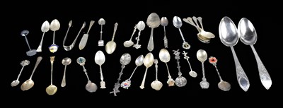 Lot 87 - A group of silver and silver plated spoons to...