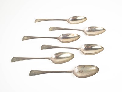 Lot 365 - Six Georgian silver tablespoons, four examples...