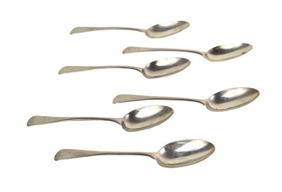 Lot 343 - A set of six Georgian silver dessert spoons,...